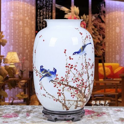 客廳裝飾花瓶 名家周華蘭作品 迎春接福