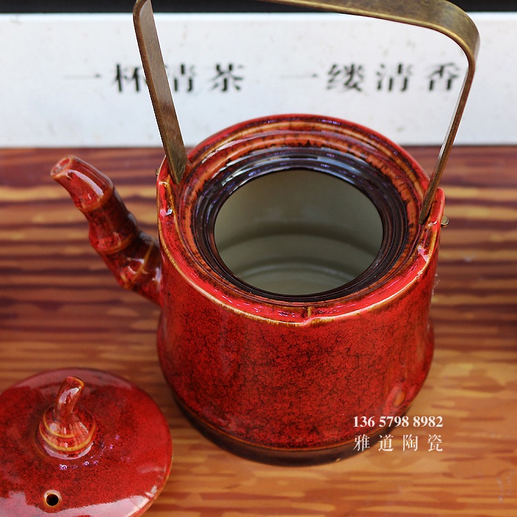 景德鎮高溫顏色釉窯變陶瓷功夫茶具套裝-茶壺內部