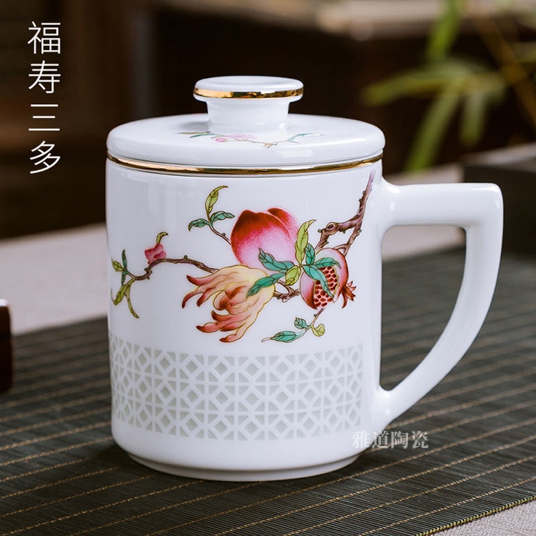 景德鎮陶瓷高檔玲瓏茶水分離泡茶杯(圖8)