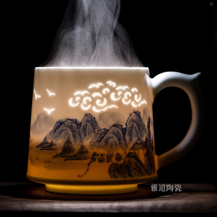 景德鎮陶瓷茶杯禮品杯（祥云山水）(圖2)