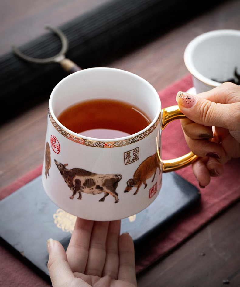 景德鎮高檔帶蓋過濾禮品茶杯